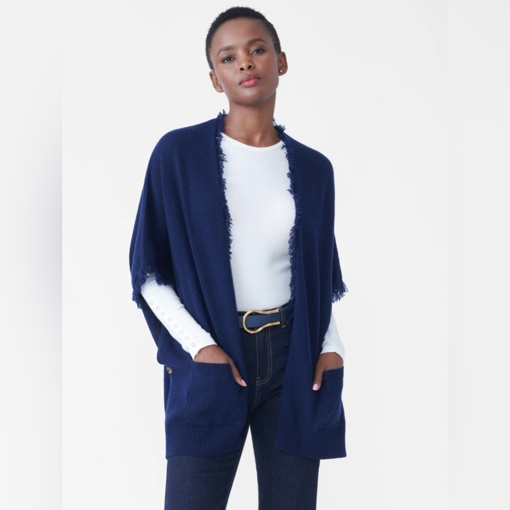 J McLaughlin Cashmere Sweater Wrap / Shrug Navy